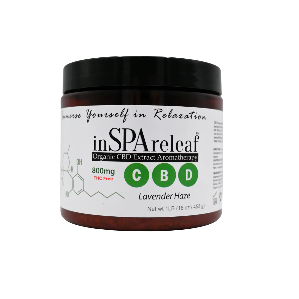 inSPAreleaf 800mg - 16oz Epsom Salt Crystal Aromatherapy - Lavender Haze