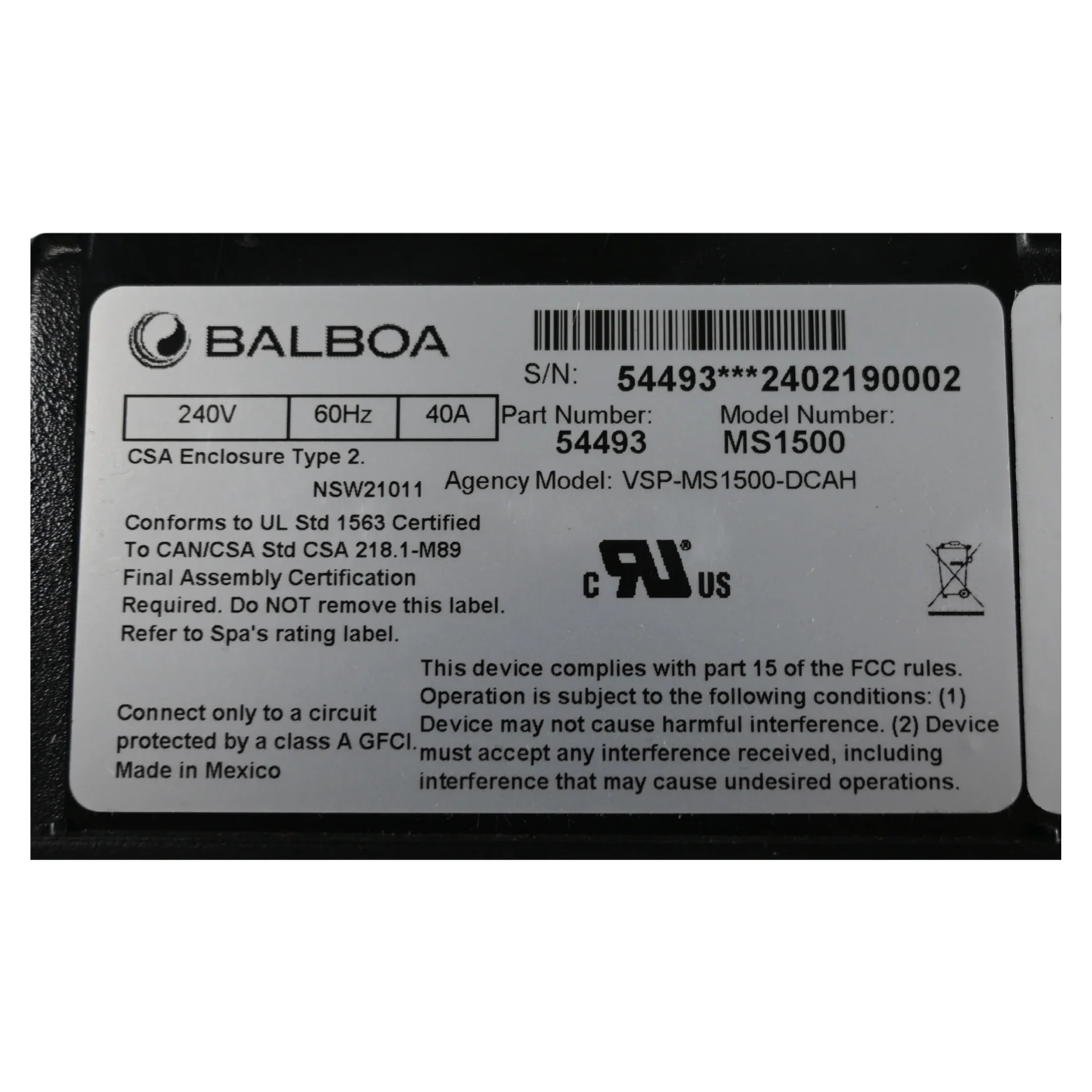 X300035 - Control Pack, Balboa Equipment MS1500 - Image 3