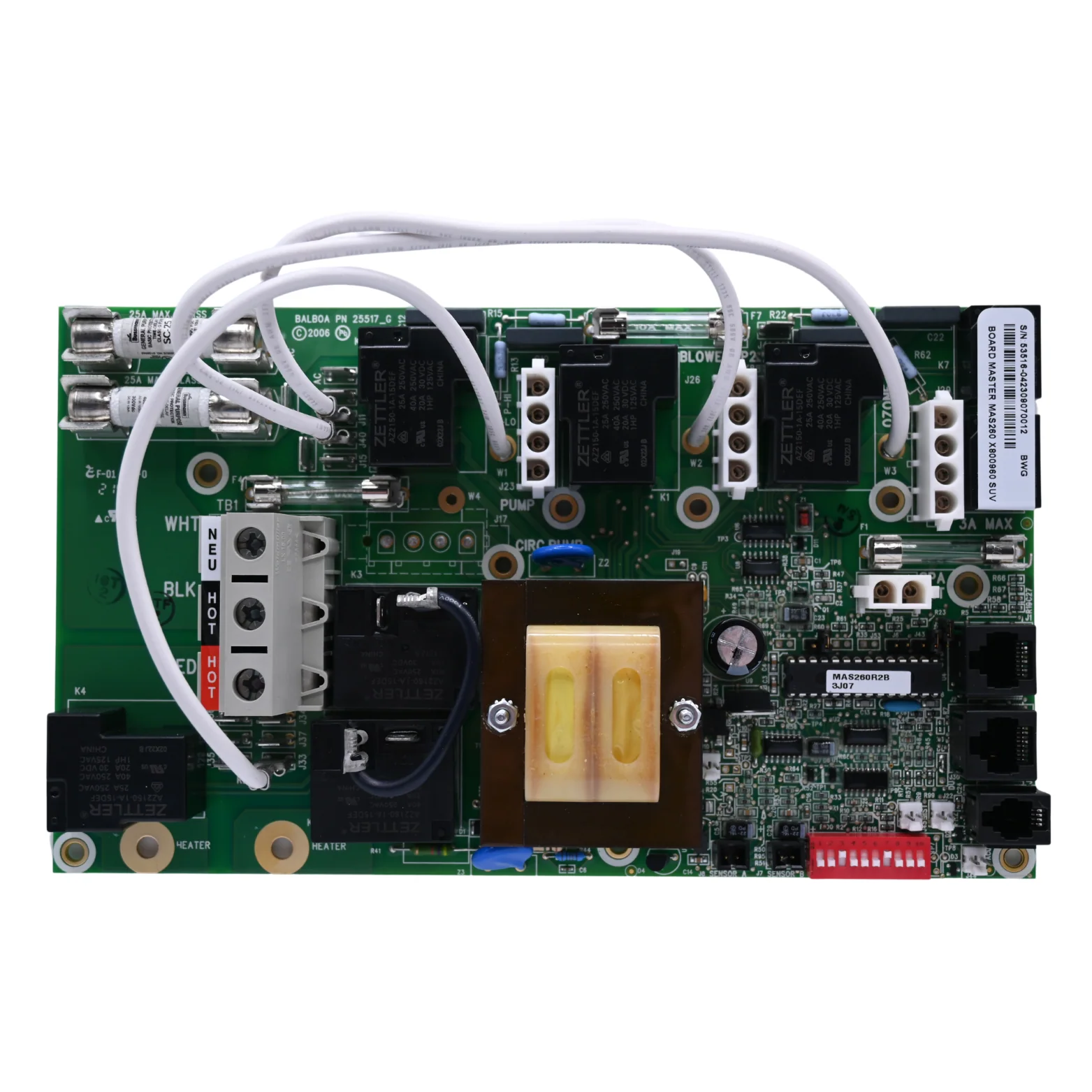 X800960 - Circuit Board, Balboa Equipment MAS260 PC Board