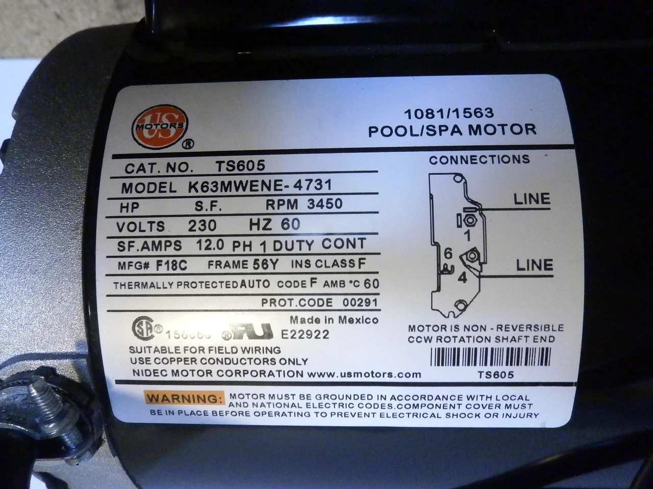 No Longer Available - X320500 - Spa Pump - 12A 1spd 56 Frame Executive Waterway Pump (replaced by pump X320564) - Image 4