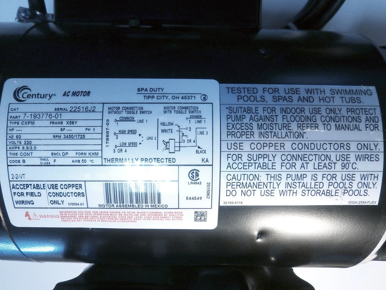 No Longer Available - X321180 - 4.5hp 2spd 240V 56 Frame Pump Pentair/Sta-Rite/Balboa Water Group - Image 3