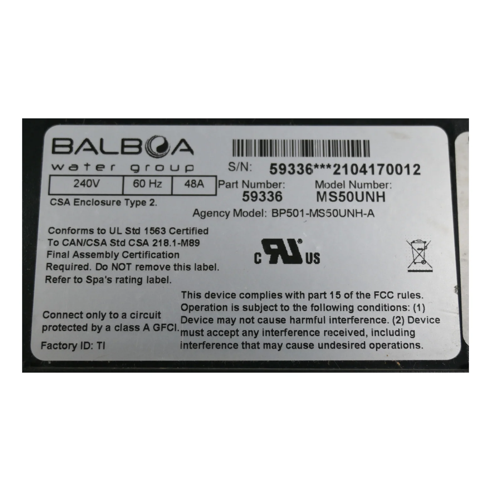 X300729 - Control Pack, Balboa Equipment MS50U (NO HEATING ELEMENT) - Image 3