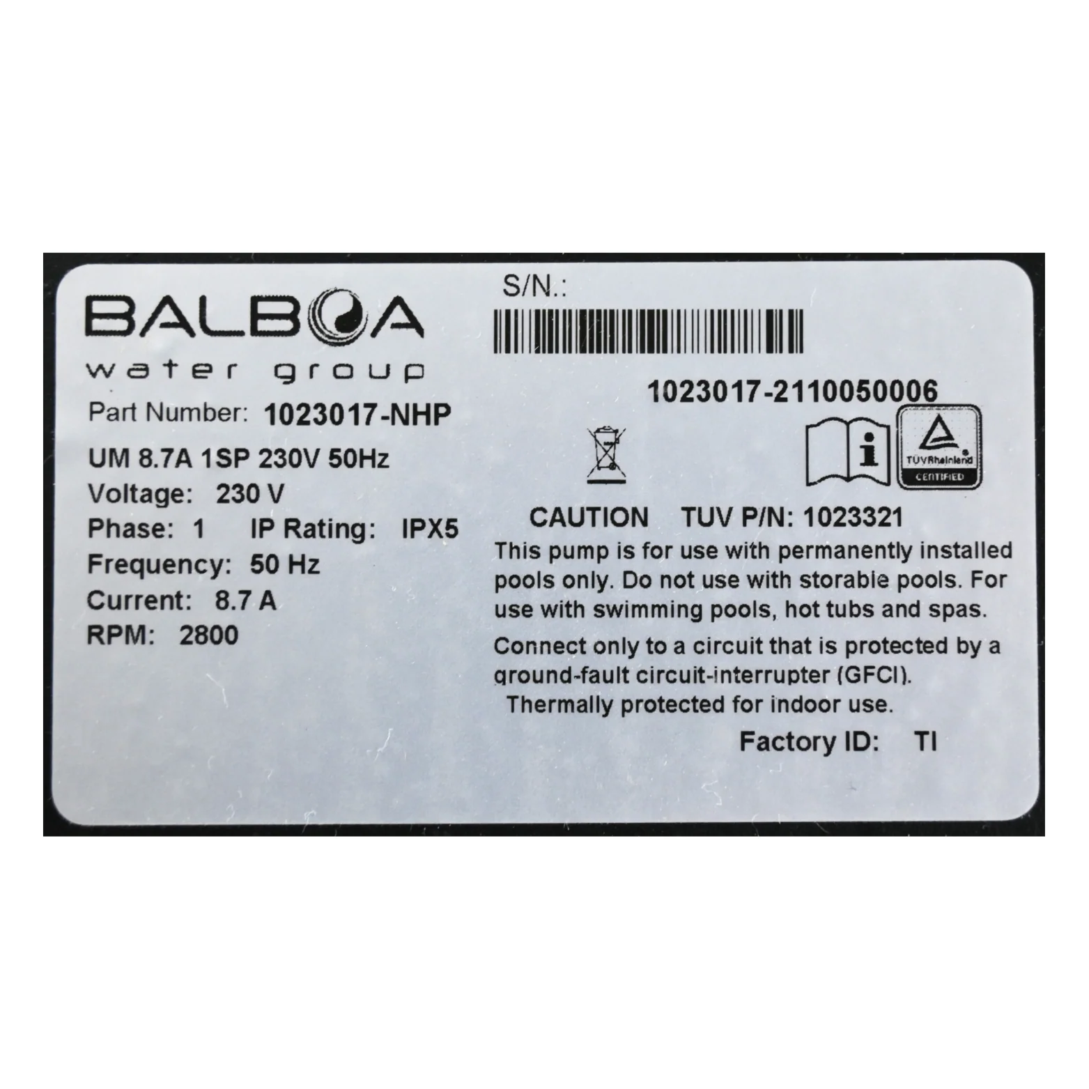 X320533 - Pump, 2 HP, 1 SPD, 230 V, 8.7 A, 50 HZ - Image 4