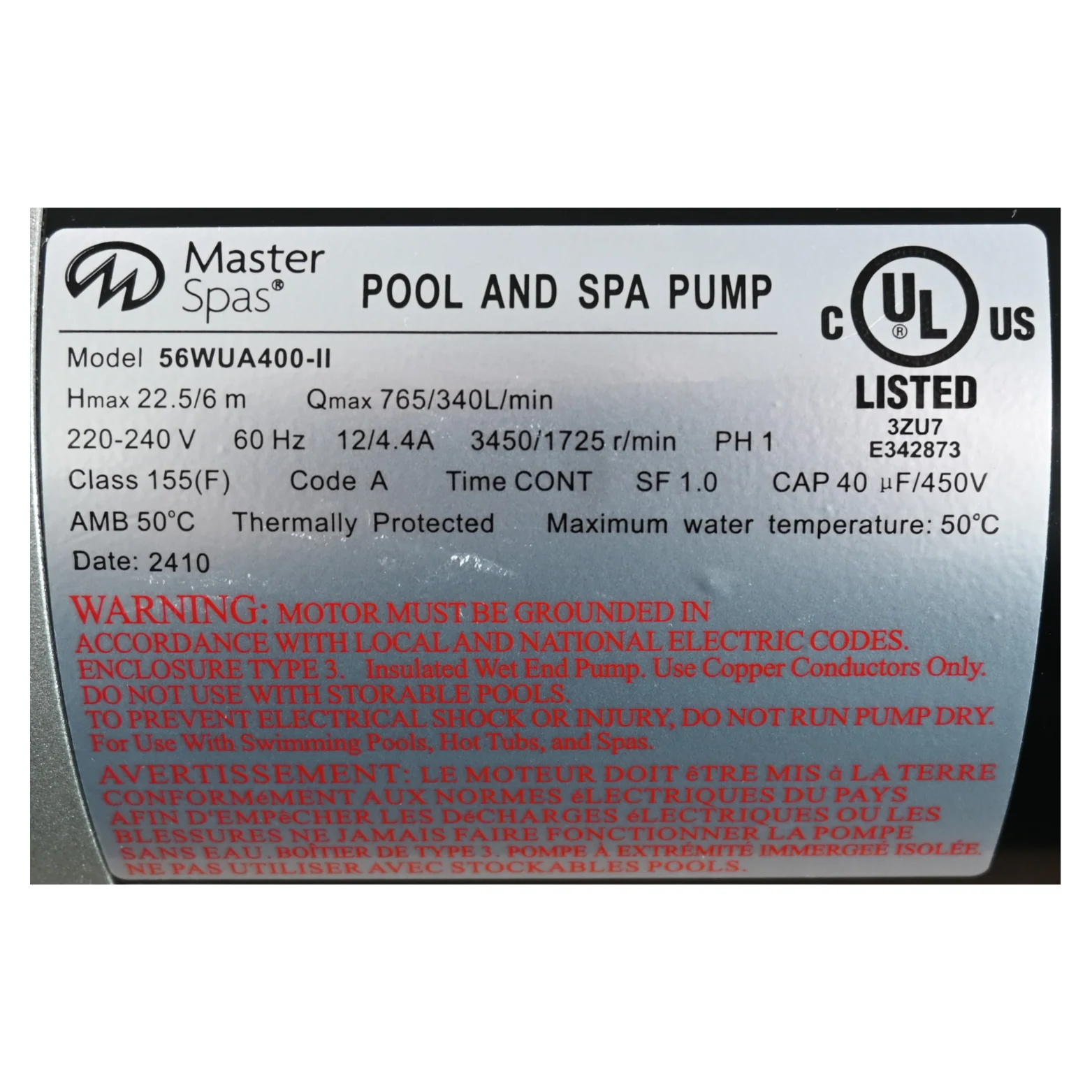 X320558 - Pump, 2 SPD, 220-240 V, 12/4.4 A, 60 HZ - Image 4