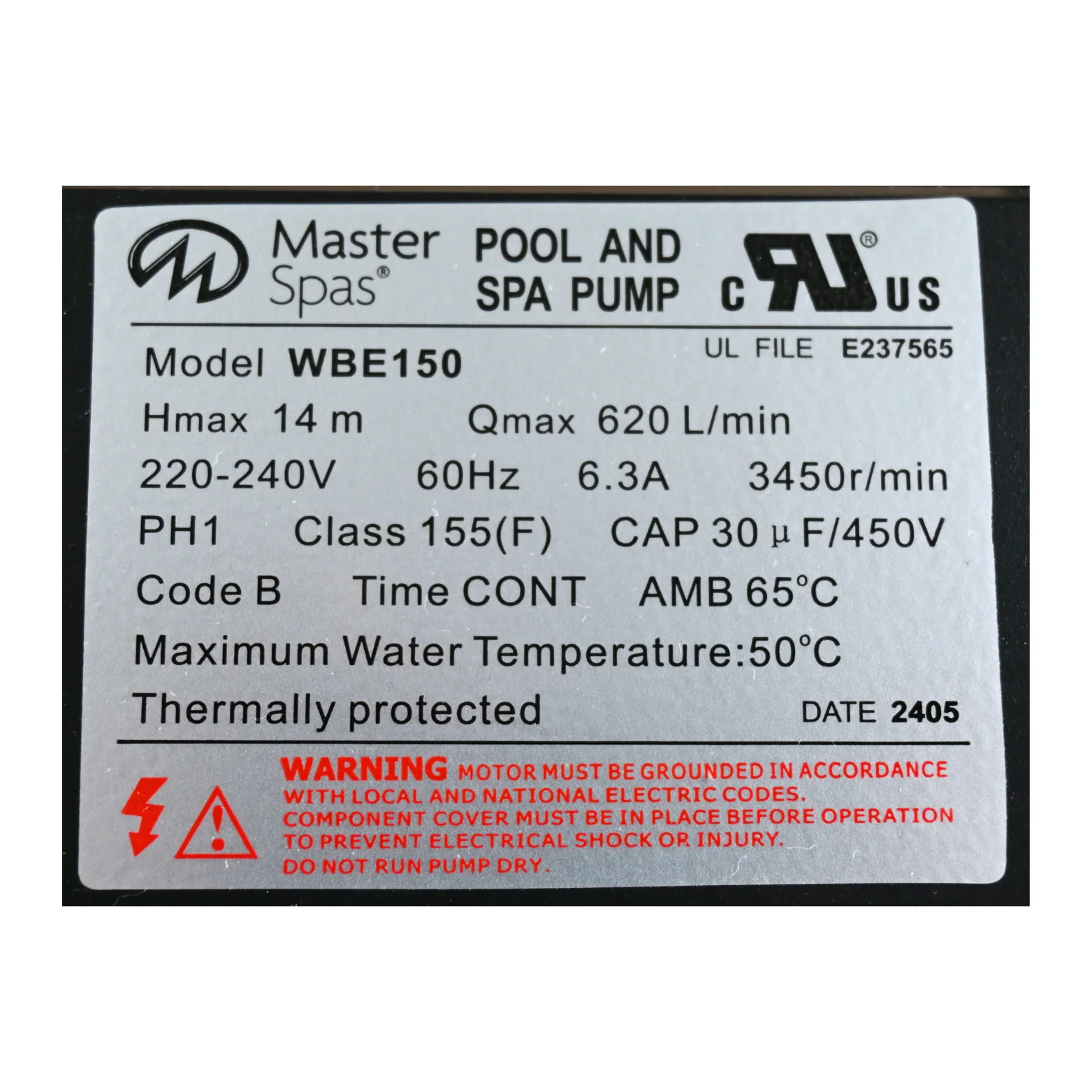X320559 - Pump, 1 SPD, 220-240 V, 6.3 A, 60 HZ - Image 4